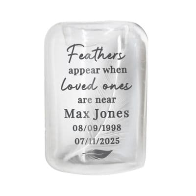 Personalised Loved One's Memorial Feather Tealight Holder