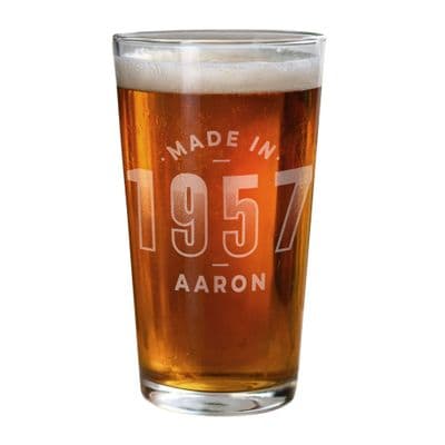Personalised Made In Pint Glass