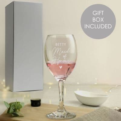 Personalised Maid Of Honour Wine Glass