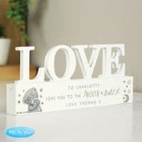 Personalised Me To You Moon And Back Wooden Love Ornament