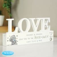 Personalised Me To You Moon And Back Wooden Love Ornament