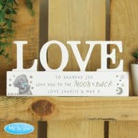 Personalised Me To You Moon And Back Wooden Love Ornament