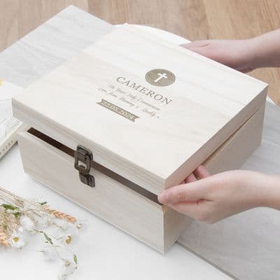 Personalised Medium Christening Cross Memory Box