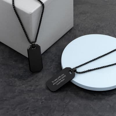 Personalised Men's Gun Metal Pendant Necklace