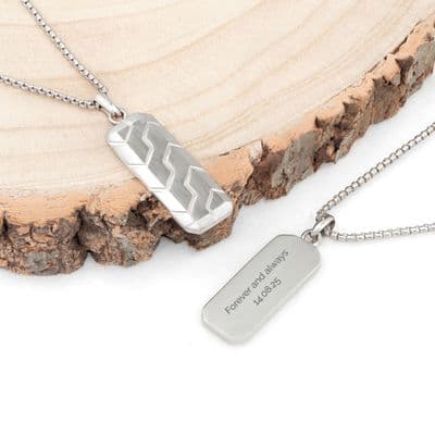 Personalised Men's Stainless Steel Tyretread Dog Tag Necklace