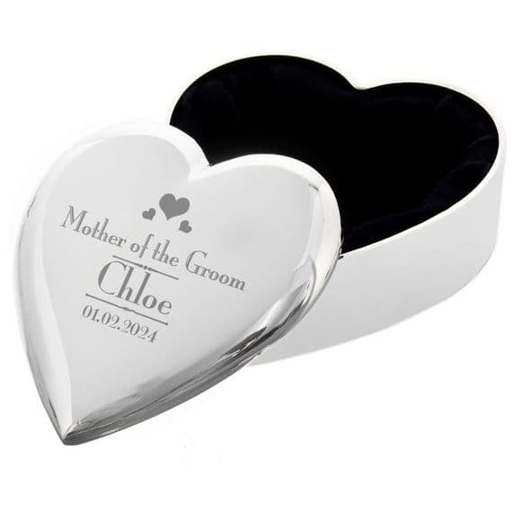 Personalised Mother Of The Groom Heart Trinket Box