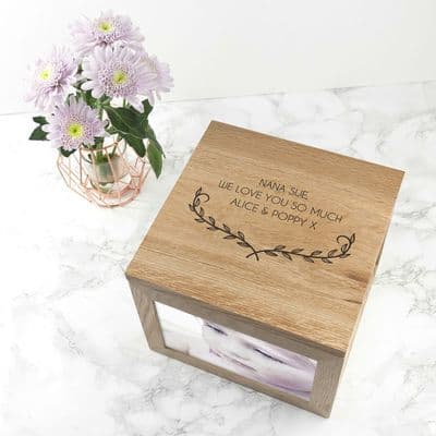 Personalised Mother's Love Oak Photo Cube