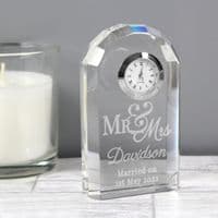 Personalised Mr And Mrs Crystal Clock