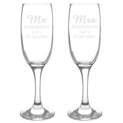 Personalised Mr & Mrs Pair Of Flutes