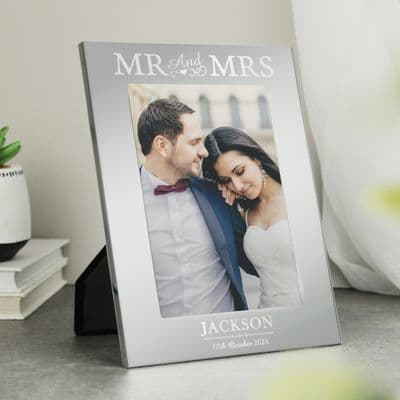Personalised Mr & Mrs Silver finish Photo Frame