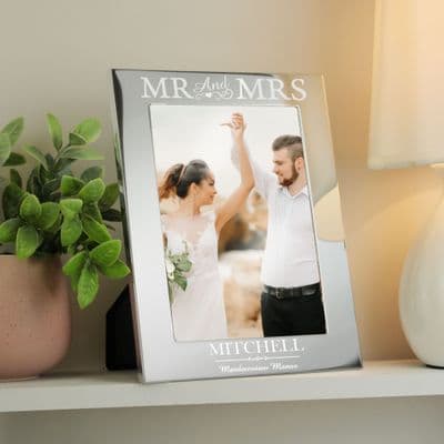 Personalised Mr & Mrs Silver Photo Frame 5x7