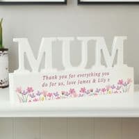 Personalised Mum Floral Wooden Ornament