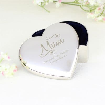 Personalised Mum Swirls & Hearts Heart Trinket Box