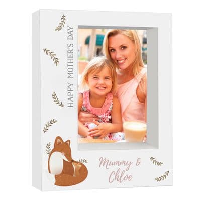 Personalised Mummy & Me fox White Box Photo Frame