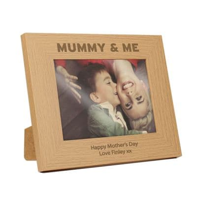 Personalised Mummy & Me Landscape Oak Finish Photo Frame