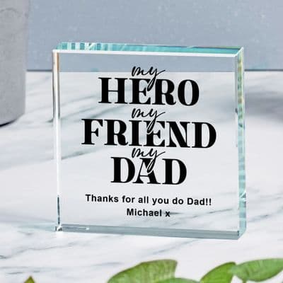 Personalised My Hero My Friend My Dad Crystal Token