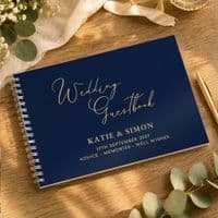 Personalised Navy Wedding Guest Book