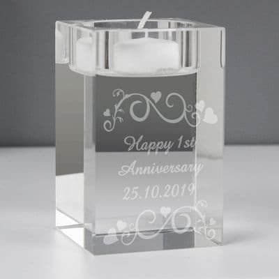 Personalised Ornate Swirl Glass Tea Light Holder