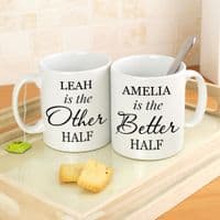 Personalised Other Half & Better Half Mug Set