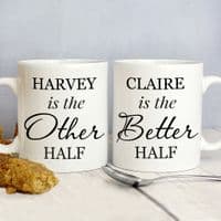 Personalised Other Half & Better Half Mug Set