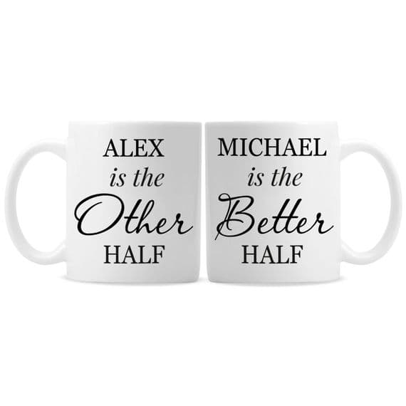 Personalised Other Half & Better Half Mug Set