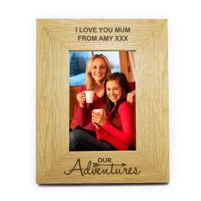 Personalised Our Adventures Oak Photo Frame