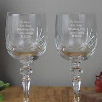Personalised Pair Of Crystal Wine Glasses