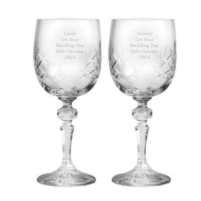 Personalised Pair Of Crystal Wine Glasses