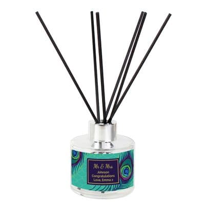 Personalised Peacock Glass Reed Diffuser