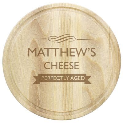 Personalised Perfectly Aged Round Wooden Chopping Board