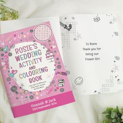 Personalised Pink  A4 Wedding Activity & Colouring Book