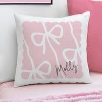 Personalised Pink Bow Cushion