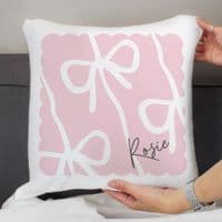 Personalised Pink Bow Cushion