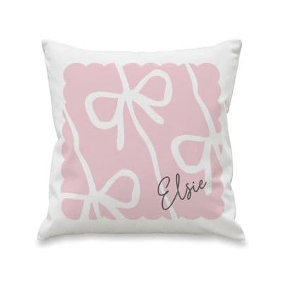 Personalised Pink Bow Cushion