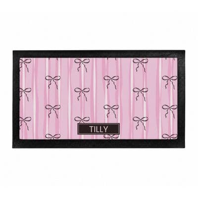 Personalised Pink Bow Pet Bowl Mat