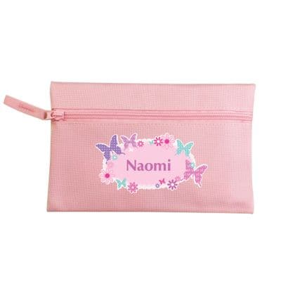 Personalised Pink Buterfly Pencil Case