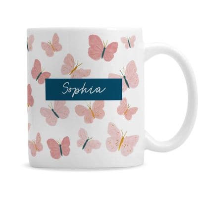 Personalised Pink Butterfly Mug