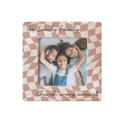 Personalised Pink Checkerboard Ceramic Frame