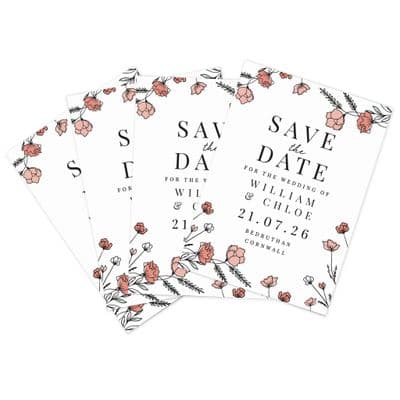 Personalised Pink Floral 36  Save The Date Cards