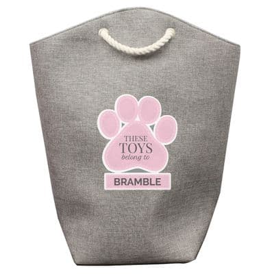 Personalised Pink Paw Print Pet Storage Bag