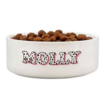 Personalised Pink Spots Medium Pet Bowl