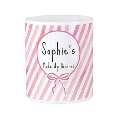 Personalised Pink stripe bow Pot Storage