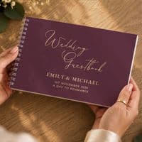 Personalised Plum Wedding Guest Book