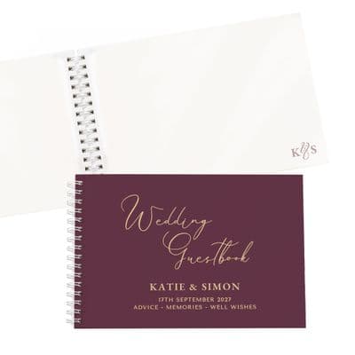 Personalised Plum Wedding Guest Book