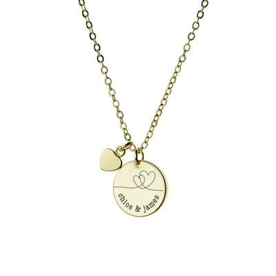 Personalised Polished Heart And Disc Necklace