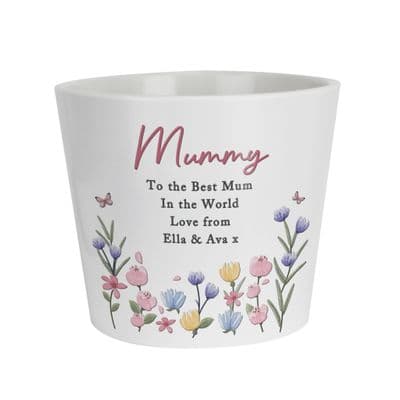 Personalised Pretty Floral Large Ceramic Plant Pot