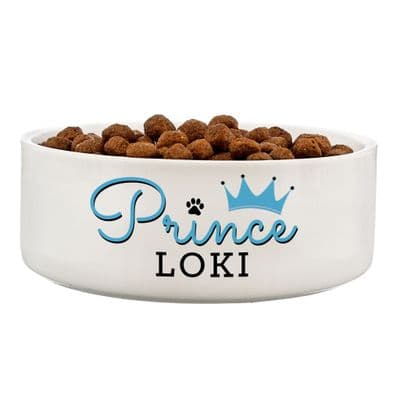 Personalised Prince Ceramic White Pet Bowl