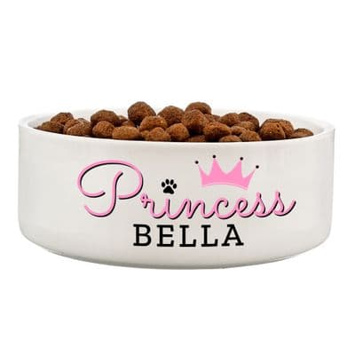 Personalised Princess Medium Ceramic White Pet Bowl