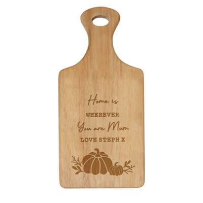 Personalised Pumpkin Wooden Paddle Chopping Board