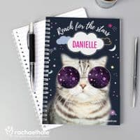 Personalised Rachael Hale Space Cat A5 Notebook